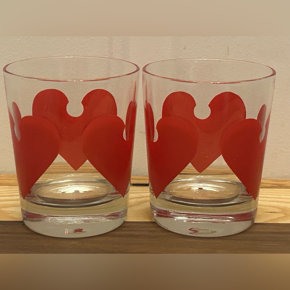❤️Vitra Alexander Girard Triple Heart Glasses - Set of 2 MCM design Tumblers❤️